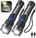Cinlinso Flashlight High Lumens Rechargeable 2 Pack, 990000 Lumen Super Bright Led Flashlights with 7 Light Modes, IPX6 Waterproof, Powerful Handheld Flash Light for Camping Home Emergencies