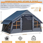 Inflatable Tents for Camping with Stove Jack, 2/4/6/8 Person Easy Setup Blow Up Tents for 4 Seasons Waterproof Inflatable Camping Tent with Awning, Air House Glamping Tents for Camping Adult