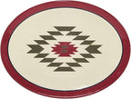 Paseo Road Aztec Bear 14 Piece Melamine Plastic Rustic Dinnerware Set, Brown Red Cream Green Bear Pine Tree Geometric Print, Cabin Lodge Southwestern Dish Set with Plates, Bowls