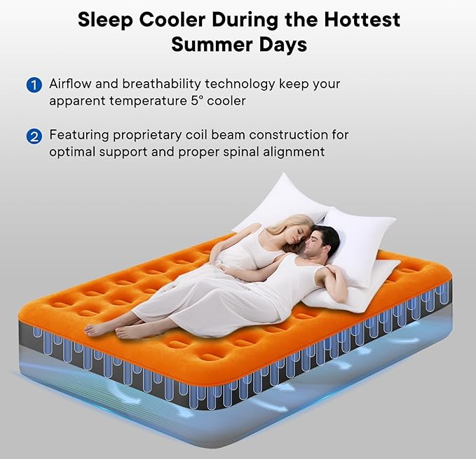 Air Mattress Twin with Built-in Rechargeable Pump 9'' Camping Inflatable Mattress Portable Blow up Mattress Air Bed Guest Bed for Home Outdoors Hiking Travel