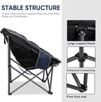Northroad XXL Camping Moon Chair,Oversized Round Chair,Folding Padded Saucer w/Side Pocket,500lbs Capacity for Outdoor Hiking Fishing Picnic Lawn,Purple&Grey