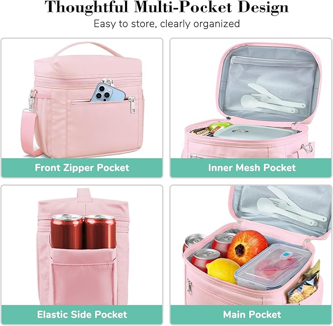 DALINDA Lunch Bag Cooler Bag Lunch Box for Women Men, Insulated Leak Proof LunchBox Lightweight for Picnic,Grocery,Beach,Camping,Travel,Work