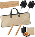 Outdoor pie irons for camping - with heat-resistant, detachable handles, includes a storage bag, easy to clean, perfect for grilling sandwiches and pies over a campfire (2-pack)