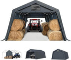 MFSTUDIO 13x22 Heavy Duty Carport, Outdoor Shades Portable Storage Shelter Garage with Rolled up Zipper Doors, Extra Large Car Canopy Tent with Roll-up Sidewalls for Boat Truck Party