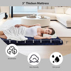 REDCAMP Extra Thick Folding Sleeping Cot Pads, 75"x28"Comfortable Soft Velvet Cotton Camping Cot Mattress Pad for Hiking, Backpacking,Navy Gray Brown