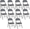 DUMOS 10 Pack Leather Padded Folding Chair, Indoor Outdoor Portable Stackable Commercial Seat with Steel Frame, Capacity for Home, Office, Party, Comfy, Black