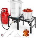 ROVSUN 30QT Turkey Fryer with 54000BTU Propane Gas Stove, Outdoor Aluminum Deep Fryer & Seafood Boiler for Crawfish crab Boiling with Lifting Hook, Turkey Rack, Basket, Marinade Injector, Thermometer