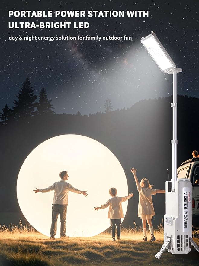 Portable Power Station with Adjustable Camping Light, 1000Wh LiFePO4 Battery Power Station, Solar Generator for Home Backup, Power Outages, and Outdoor Camping (US Stock)