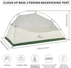 Naturehike Cloud-Up 2 Person Tent Lightweight Backpacking Tent with Footprint - Free Standing Ultralight Camping Hiking Backpack Tents Two Person Tent