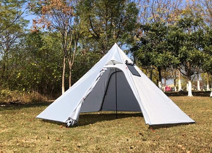 DANCHEL OUTDOOR Backpacking Hot Tent with Stove Jack, 4 Season Lightweight Tipi Tent for 2/4/6 Person Winter Camping Hunting, 10.5FT-16.4FT