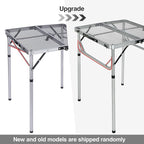 REDCAMP 24" Square Folding Grill Table for Outside, Lightweight Portable Metal Aluminum Outdoor Grill Table with Adjustable Height Legs, Great for Camping Picnic Cooking BBQ, Silver 2ft
