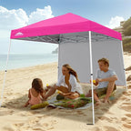 EAGLE PEAK 10x10 Pop Up Canopy Tent with Sidewall, Compact, Portable Slant Leg Instant Sun Shelter for Beach, Sports, & Camping, 10x10 Base 8x8 Top, Pink
