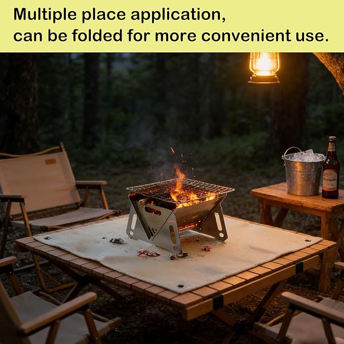 Fire Pit Mat & Tent Stove Mat, 40"x40" 940°F Fireproof Mat for Under Fire Pit Wood Stove, Fits for Solo Stove, Fire Pit Accessories for Outdoor Camping, Fire Blanket for Deck Tent Floor Protection