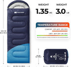 Sleeping Bag for Adults Warm Weather, Compact Lightweight Backpacking Sleeping Bag with Compression Sack, Camping Essentials Gear for Hiking Travel Climbing Outdoor & Indoor Use