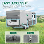 Umbrauto RV Cover Fits 24-27ft Travel Trailer: Lightweight, Waterproof Camper Cover for Toy Hauler, Winter Campsite, with Gutter Covers, Tongne Jack Covers, Windproof Straps
