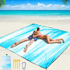 Beach Blanket Waterproof Sandproof Beach Mat 79" X 83"/10'x9'for 2-8 Adults Quick Drying Outdoor Picnic Mat Beach Accessories for Travel, Camping, Hiking