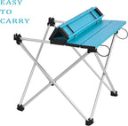 Grope Small Folding Camping Table with Aluminum Table Top, Beach Table for Sand with Carrying Bag,Prefect for Outdoor, Picnic, BBQ, Cooking, Festival (Deep Blue-L)