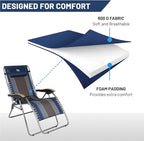 Timber Ridge Oversized Zero Gravity Chair, Padded Reclining Lounge Chair with Adjustable Headrest & Cup Holder, Heavy Duty Support 350 lbs, Foldable for Camping, Lawn, Outdoor & Indoor