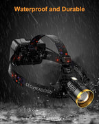 SKYFIRE 3000 Lumens Headlamp Rechargeable, LED Headlamp High Lumens with Motion Sensor, 7500mAh Battery Waterproof Head Light for Adults, 13 Modes Zoomable Headlamp for Camping Hunting Running Cycling