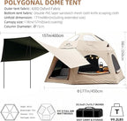 8/10/12 Person Large Inflatable Tents for Camping, 4 Season Blow Up Tents with Canopy/Rainfly, Luxury Inflatable Tent House with Stove Jack, Easy Setup Inflatable Camping Tent.