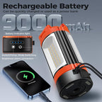 Rechargeable 10000mAh Camping Light, Cordless Work Light with 3 LED Lamp Heads, 2200 Lumens Dimmable Magnetic Emergency Flashlight, Orange