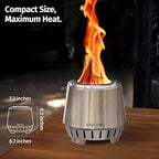 East Oak Fuoco Smokeless Fire Pit 7'' for Patio and Outdoor, 3-in-1 Ash Pan | Portable Wood & Pellet Firepit | Stainless Steel 120% More Efficient Burn | Backyard, Easy Ignition & Compact Design