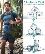 Tactical Lunch Box for Men, Large Insulated Lunch Bag for Adult, Heavy Duty Double Deck Expandable Lunch Cooler Bag with American Flag, Leakproof Soft Lunch Pail for Work Office Camping - Green