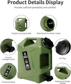 HAIGE 5 Gallon Water Jug with Spigot, BPA-Free Portable Water Container for Camping Picnic Hiking Emergency Water Storage, Green 5 Gal Water Tank with Handle & Lid