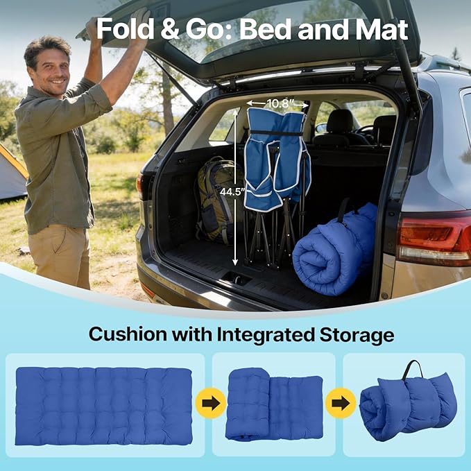 Slendor XXL Folding Camping Cot for Adults with Mattress Pillow Carry Bag, 32 inch Extra Wide Portable Sleeping Cot, 900LBS Support Outdoor Cot Bed for Office Nap Beach Travel RV