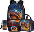 Backpack with Lunch Box and Water Bottle Bag American Football Boys Backpack 4-Piece Set Lightweight Travel Bookbag for Kids Kindergarten Elementary Middle Mochilas Escolares Para Niños