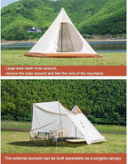 GeRRiT Family Camping Tent Large Waterproof Double Layer Pyramid Tipi Tent Camping Mongolian Yurt Tent for Picnic Festival