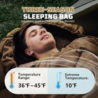 Cold Weather Sleeping Bag for Camping, 36℉ to 45℉ Backpacking Sleeping Bags for Adults with Compression Sack for Camping, Hiking, Hunting and Outdoor Travel