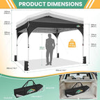 COBIZI 10x10 Pop Up Canopy Tent, Outdoor Party Tent with 3 Sidewalls, 1 Person Easy Set up, Tents for Parties with Fluorescent Strip & 4 Sandbags, Waterproof UPF50+, 3 Adjustable Height, Black