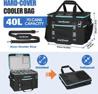 INSMEER Soft Cooler Bag with Hard Shell & 2 Cup Holders, Portable 40L/70 Cans Collapsible Cooler Bags Insulated with Leakproof for Travel, ice chests and Cooler Lunch Box for Beach Camping Picnic