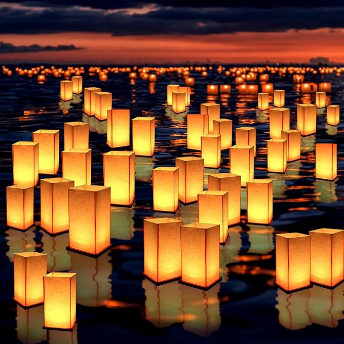 10Pack Wooden Floating Paper Lanterns with Candle Lights,DIY Letters Tangled Lanterns Decorative Outdoor Candle Lantern for Wedding,Pool,Birthday Party,Whishing (10 Lanterns with Candles)