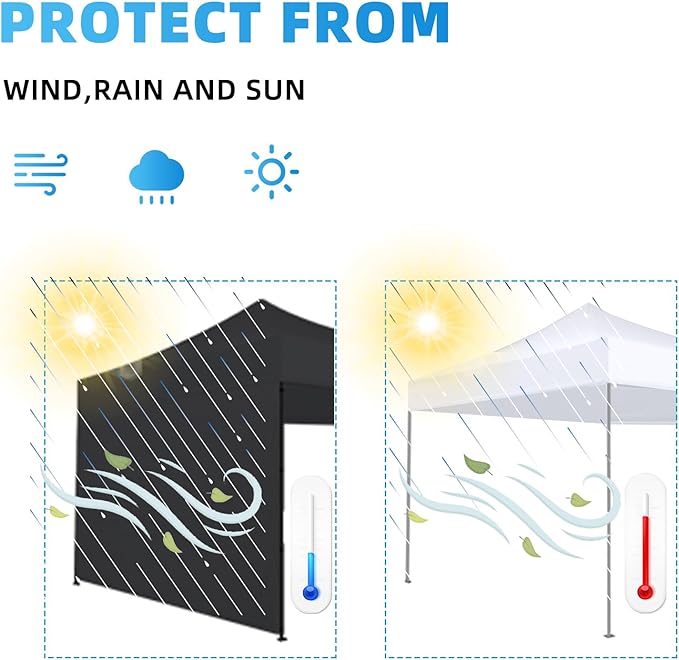 Joramoy Canopy Tent Sidewalls for 12×12 Pop Up Canopy, Instant Canopy SunWall with Waterproof and UV Protection Layer, Straight Leg Canopy Shade Wall, 1 Pack Sidewall Only(Black)