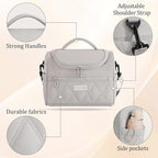 Lunch Bag for Women Insulated,Lightweight Soft Lunch Box with Straps,Reusable Leakproof Lunch Cooler for Work Meal Camping Beach,Grey