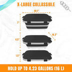 Collapsible BBQ Prep Tub with Cutting Board & Lid, Folding Food Container BPA-Free Heavy-Duty, Dishwasher Safe, Upgraded Drain Hole - for Camping, Grilling Outdoor Cooking (Black, X-Large)