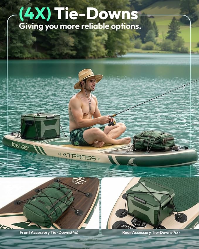 10'6''x33''Inflatable Stand Up Paddle Board, 400lbs Extra Wide Blow Up Paddle Board with Kayak Seat, Premium SUP Accessories Kit & Backpack, Non-Slip Stable Deck Boat for Yoga Fishing Surf