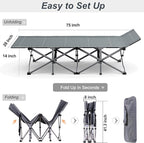 ABORON Heavy-Duty Folding Guest Bed for Adults, 500lb Capacity, Portable Extra Cot with 1253D Double Layer, Ideal for Indoor Guest Stays & Temporary Home Use