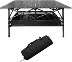 Black Foldable Camping Table, Portable Aluminum Folding Table That Fold Up Lightweight, Outdoor Beach Grill Table for BBQ, Backyard, Party, Patio, Picnic