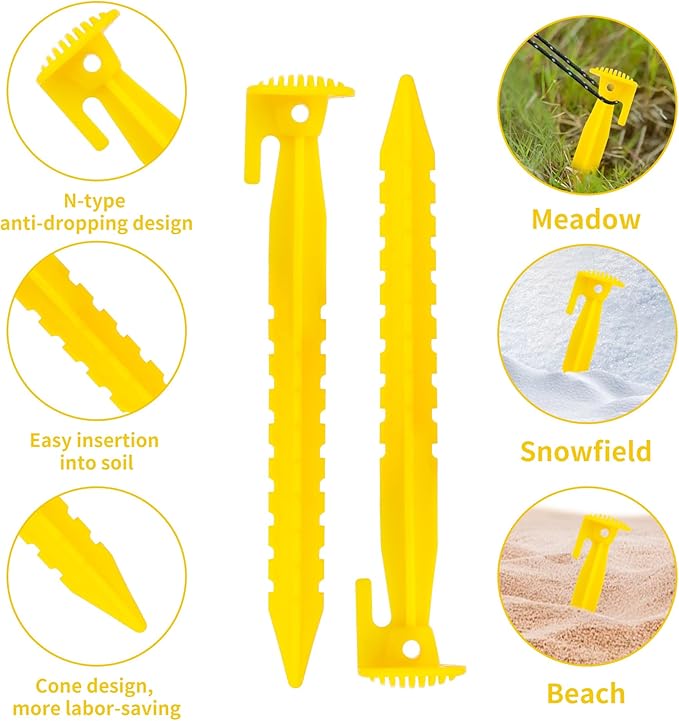 36 Pack Plastic Tent Stakes Heavy Duty, 9 inch Plastic Yard Stakes for Outdoor Inflatables Beach Tent Stakes,Tent Pegs for Sand, Camping, Gardening