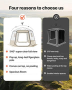 VEVOR Pop up Sports Tent, 8 Sizes Optional Clear Bubble Tent for 1-6 Person, Waterproof Outdoor Pod with Floor Mat & Top Cover, Garden Igloo Dome Tents Camping Shelter for Sports Watching