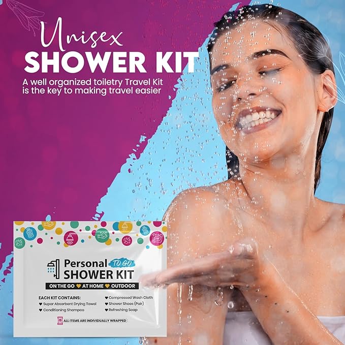 Compact Personal Shower Kit To-Go (Multi-Color) – Your Hygiene Companion for Travel, Gym, Camping | Shower on the Go | Shampoo, Soap, Towel. All in One (3)
