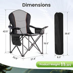 Oversized Camping Chair Heavy Duty- Portable Folding Chair, Cup Holder & Waterproof Phone Case for Adults, Beach, Hiking, Backyard (Black & Light Gray, 1 PCS)