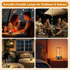 Portable Table Lamp for Outdoor Indoor: Cordless Rechargeable Desk Lamp with 3 Color Stepless Dimmable - Metal Battery Operated Lantern Light for Bedroom/Bar/Coffee Shop/Camping (Graphite)