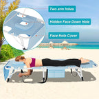 ABORON Folding Camping Cot W/Mat & Face Arm Hole for Adults, Adjustable Heavy Duty Outdoor Bed,1200 D Layer Oxford Travel Camp Cots for Beach, Pool, Lawn,Yard, Patio