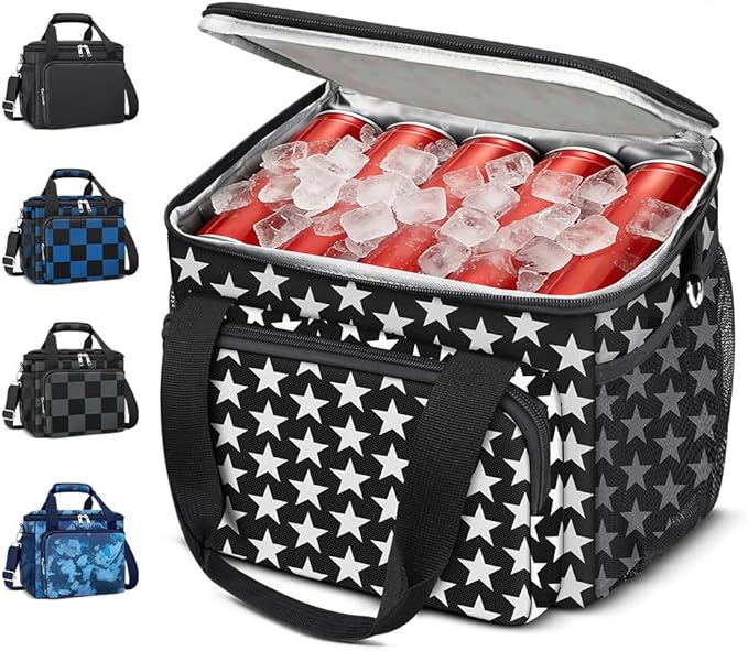Coobiiya Large Expandable Insulated Lunch Bag Cooler Bag，12-23L Lunch Box for Men Double Deck Leakproof，Heavy Duty LunchBag Cooler Bags for Camping, Travel, Kayaking & Beach