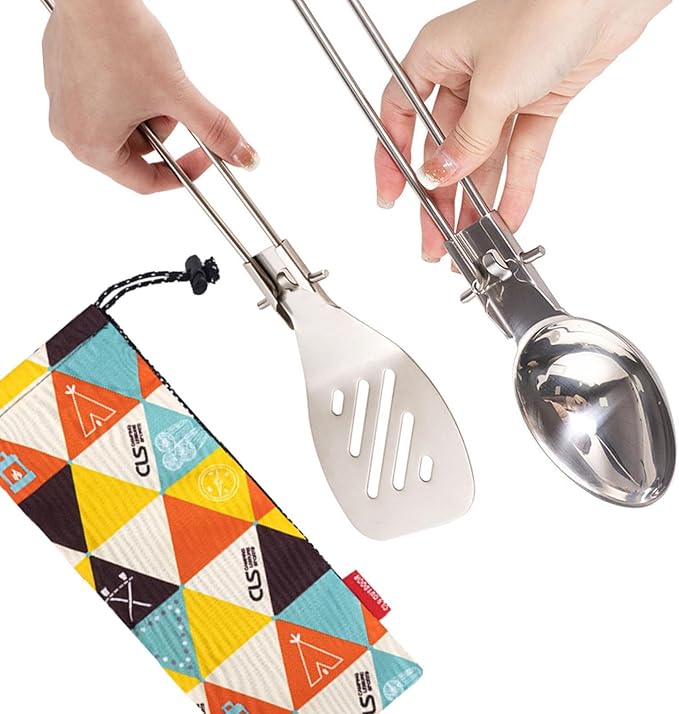 Camping Utensil Outdoor Tableware BBQ Foldable Multifunctional 304 Stainless Steel Folding Camping Utensils Camping Tableware