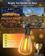 Brightown 37FT Solar String Lights Outdoor Waterproof with Remote, 10+1 LED Shatterproof Bulbs, Dimmable & Timable, 3 Light Modes - Commercial Grade Patio Lights for Garden Backyard Party Decor